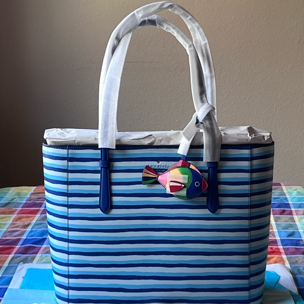 ๐ KATE SPADE SCHUYLER WAVE STRIPED TOTE ๐ NWT ๐ - Picture 13 of 16